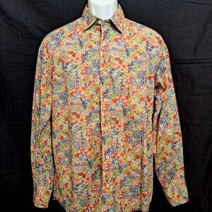 Report Collection Floral Island Washed L/S Cotton Button Down Shirt M